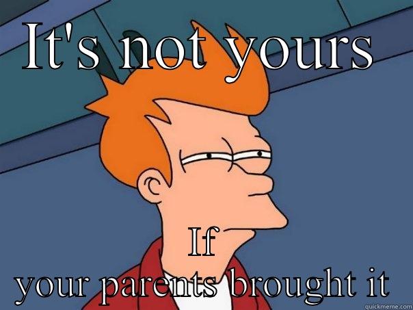 It's not yours  - IT'S NOT YOURS IF YOUR PARENTS BROUGHT IT Futurama Fry