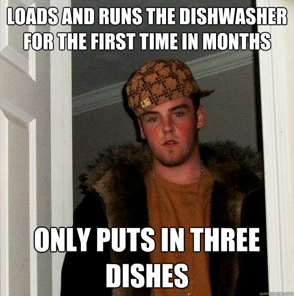 Loads And Runs The Dishwasher For The First Time In Months Only Puts In Three Dishes Scumbag 7959