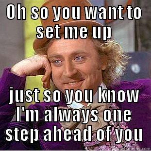 wonka is one step ahead of you - OH SO YOU WANT TO SET ME UP JUST SO YOU KNOW I'M ALWAYS ONE STEP AHEAD OF YOU Condescending Wonka