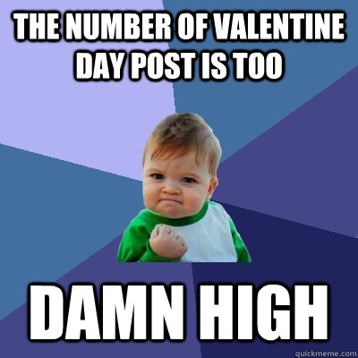 The number of valentine day post is too damn high   Success Kid