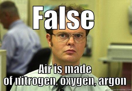 FALSE AIR IS MADE OF NITROGEN, OXYGEN, ARGON Schrute