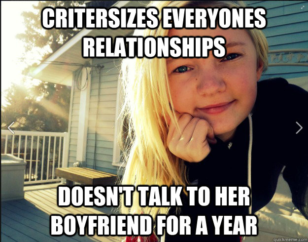 critersizes everyones relationships doesn't talk to her boyfriend for a year  im sorry sheena