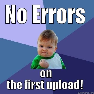 NO ERRORS ON THE FIRST UPLOAD!  Success Kid