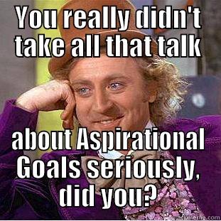 YOU REALLY DIDN'T TAKE ALL THAT TALK ABOUT ASPIRATIONAL GOALS SERIOUSLY, DID YOU? Condescending Wonka