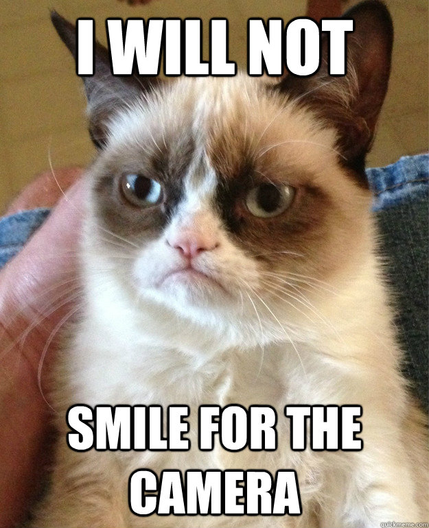 I will not  smile for the camera  Grumpy Cat