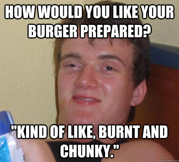 How would you like your burger prepared? 