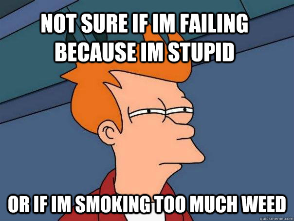 Not sure if im failing because im stupid Or if im smoking too much weed  Futurama Fry