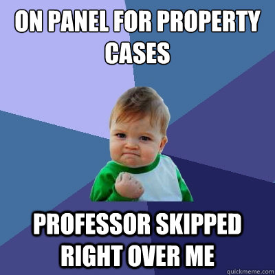 On panel for property cases Professor skipped right over me  Success Kid