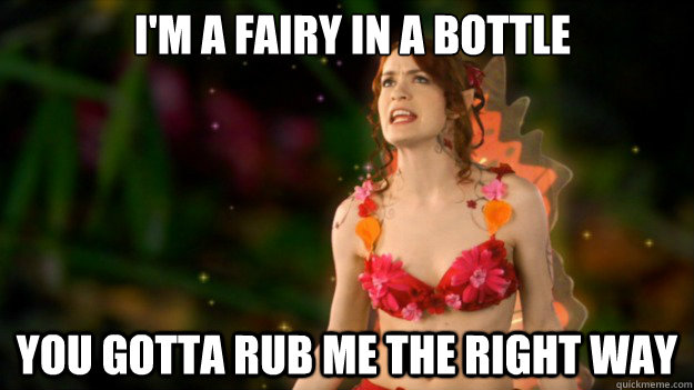 I'm A Fairy in a Bottle You gotta rub me the right way  Angry Fairy