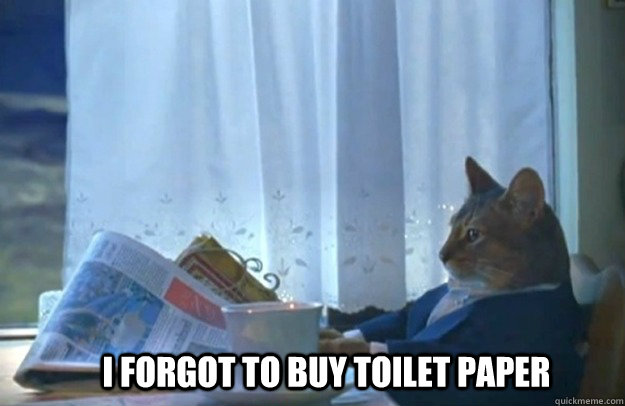 I forgot to buy toilet paper  Sophisticated Cat