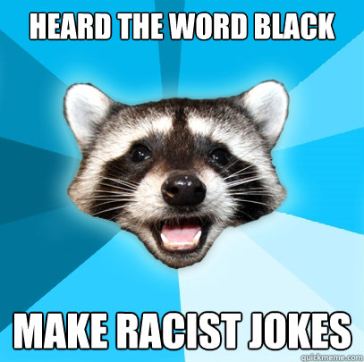 heard the word black make racist jokes  Lame Pun Coon