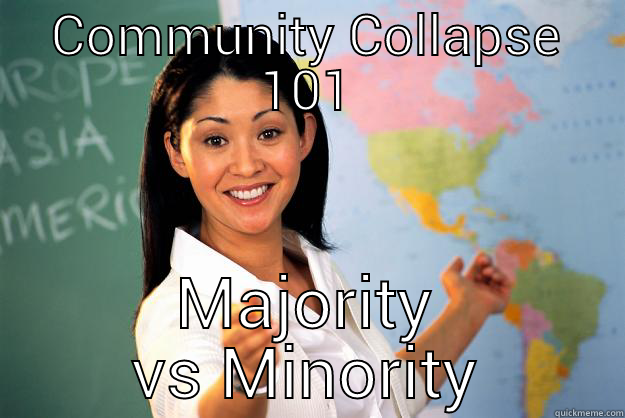 COMMUNITY COLLAPSE 101 MAJORITY VS MINORITY Unhelpful High School Teacher