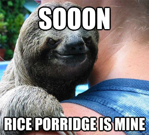 sooon rice porridge is mine  Suspiciously Evil Sloth