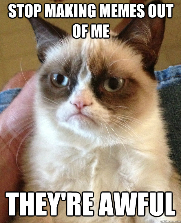 stop making memes out of me they're awful   Grumpy Cat