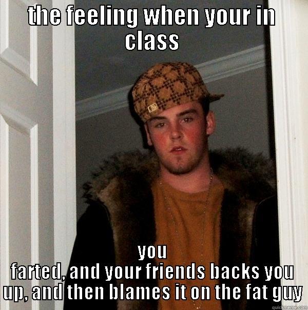 SHWAG!! haha - THE FEELING WHEN YOUR IN CLASS YOU FARTED, AND YOUR FRIENDS BACKS YOU UP, AND THEN BLAMES IT ON THE FAT GUY Scumbag Steve