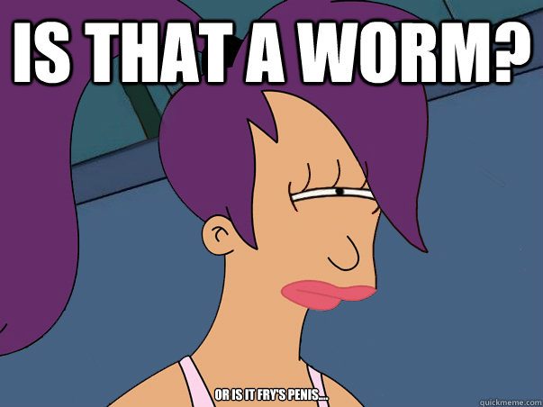 Is that a worm? Or is it fry's penis....  Leela Futurama