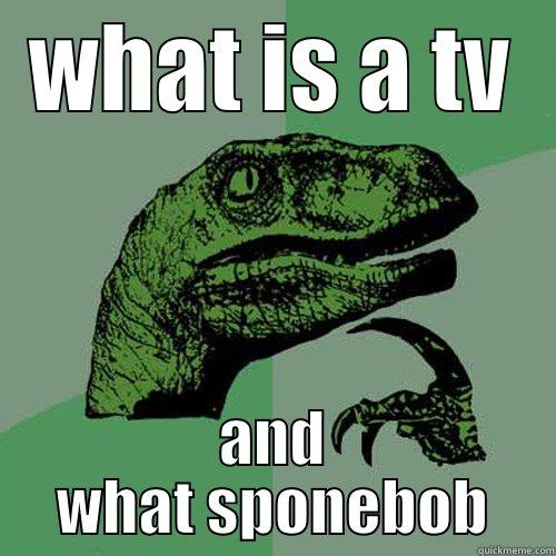 Dinosur Spongebob meme - WHAT IS A TV AND WHAT SPONEBOB Philosoraptor