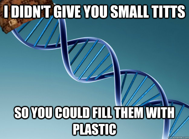 i didn't give you small titts so you could fill them with plastic - i didn't give you small titts so you could fill them with plastic  Scumbag Genetics