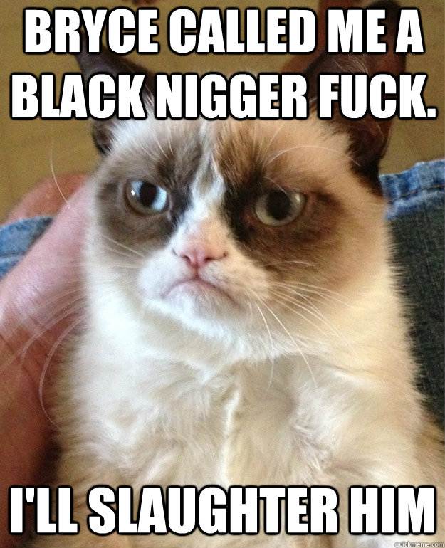 Bryce called me a black nigger fuck. I'll Slaughter him  Grumpy Cat