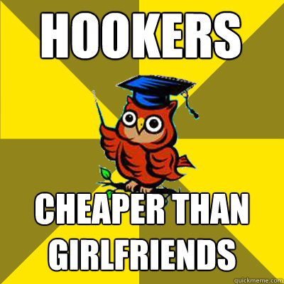 hookers cheaper than girlfriends  Observational Owl