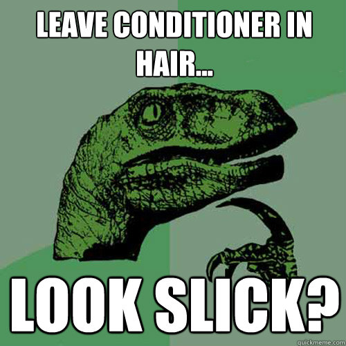 Leave conditioner in hair... Look slick?  Philosoraptor