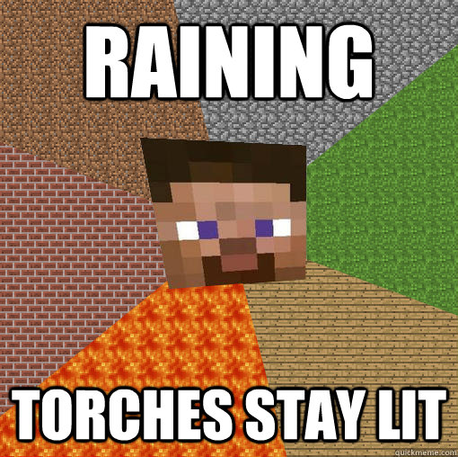 raining torches stay lit  Minecraft