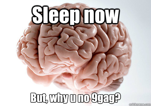 Sleep now But, why u no 9gag?   Scumbag Brain