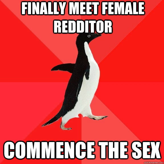 Finally Meet Female Redditor Commence The Sex Socially Awesome Penguin Quickmeme 