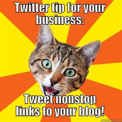 TWITTER TIP FOR YOUR BUSINESS: TWEET NONSTOP LINKS TO YOUR BLOG! Bad Advice Cat