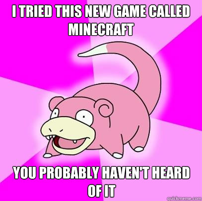 I tried this new game called minecraft
 you probably haven't heard of it
  Slowpoke