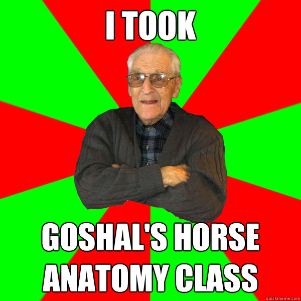 i took goshal's horse anatomy class  Bachelor Grandpa