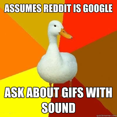 assumes reddit is google ask about gifs with sound  Tech Impaired Duck