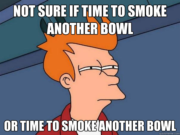 not sure if time to smoke another bowl or time to smoke another bowl  Futurama Fry