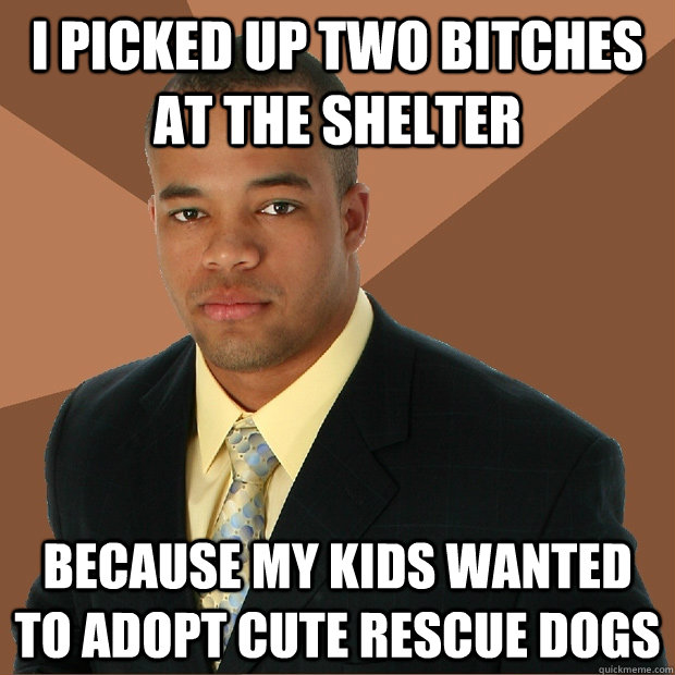 I picked up two bitches at the shelter because my kids wanted to adopt cute rescue dogs  Successful Black Man