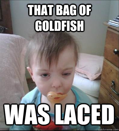 That bag of goldfish was laced  Party Toddler