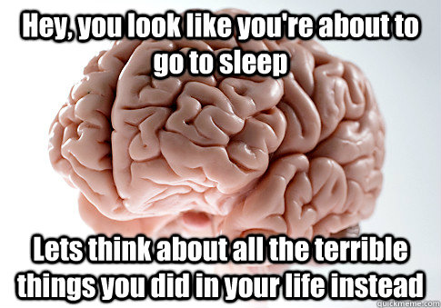 Hey, you look like you're about to go to sleep Lets think about all the terrible things you did in your life instead   Scumbag Brain