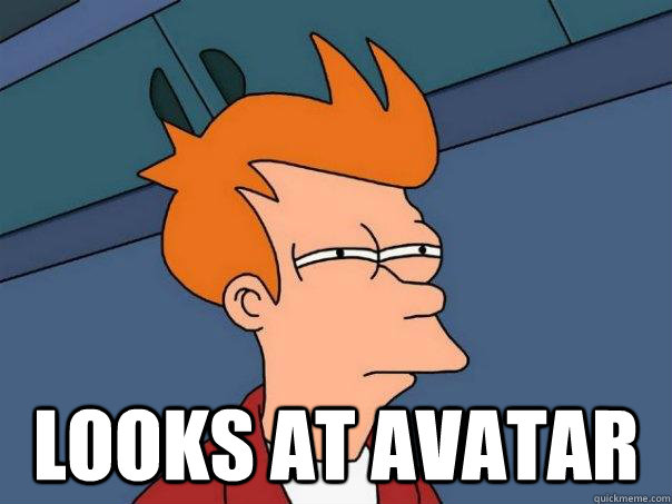  looks at avatar  Futurama Fry