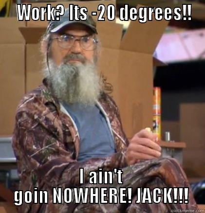   WORK? ITS -20 DEGREES!! I AIN'T GOIN NOWHERE! JACK!!! Misc