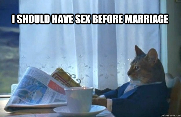 I should have sex before marriage  Sophisticated Cat