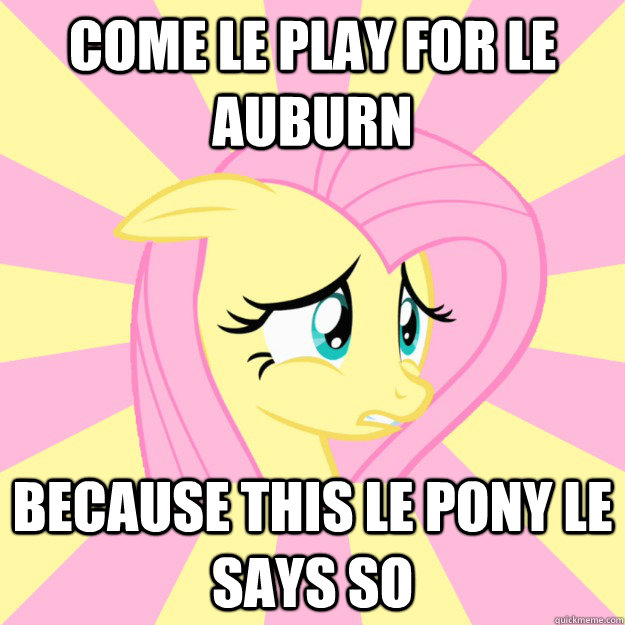 come le play for le auburn because this le pony le says so - come le play for le auburn because this le pony le says so  Socially awkward brony