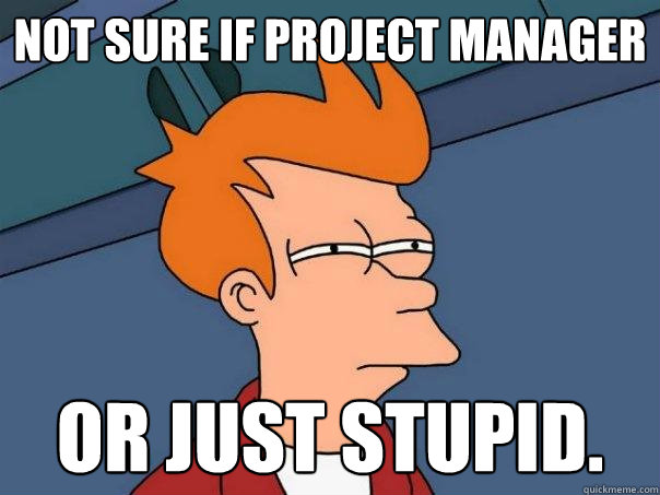 Not sure if project manager Or just stupid. - Not sure if project manager Or just stupid.  Futurama Fry