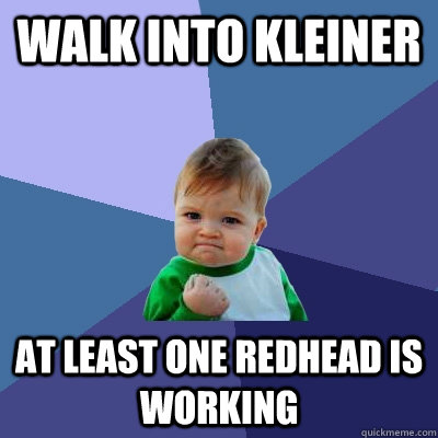 Walk into Kleiner At least one redhead is working  Success Kid