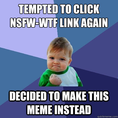 tempted to click nsfw-wtf link again decided to make this meme instead - tempted to click nsfw-wtf link again decided to make this meme instead  Success Kid