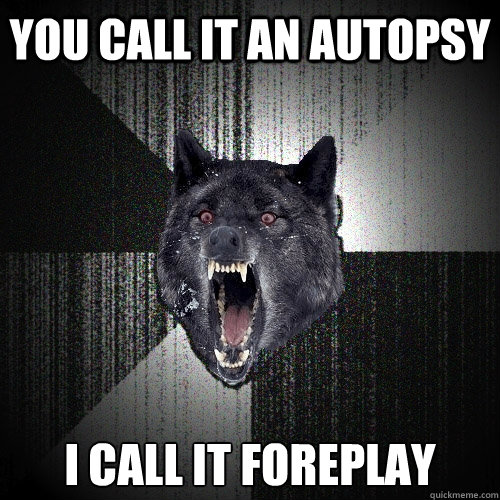 You call it an autopsy I call it foreplay  Insanity Wolf