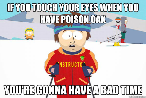 if you touch your eyes when you have poison oak You're gonna have a bad time  South Park Youre Gonna Have a Bad Time