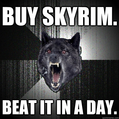 buy skyrim. beat it in a day.  Insanity Wolf