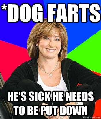 *dog farts he's sick he needs to be put down  Sheltering Suburban Mom