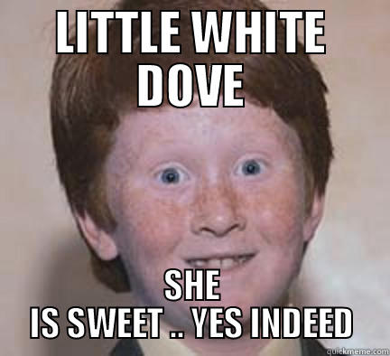 LITTLE WHITE DOVE SHE IS SWEET .. YES INDEED Over Confident Ginger