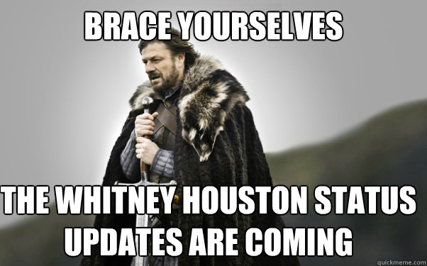 BRACE YOURSELVES The Whitney Houston status updates are coming  Ned Stark