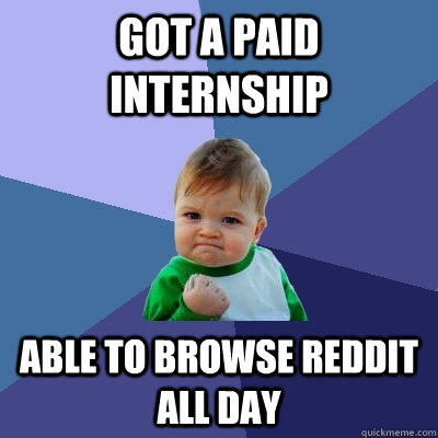 Got a paid internship Able to browse reddit all day  Success Kid